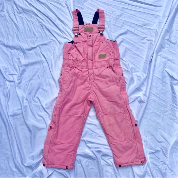 VINTAGE 1990s Schmidt Bubblegum Pink Workwear Overall Bibs Zip-Up Insulated - Picture 2 of 13